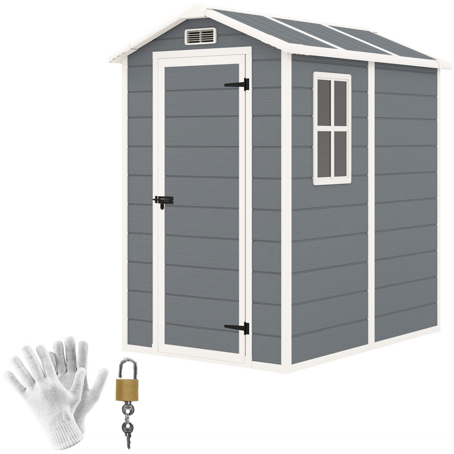 Spacious Grey Tool Shed - Weatherproof & Secure Outdoor Storage