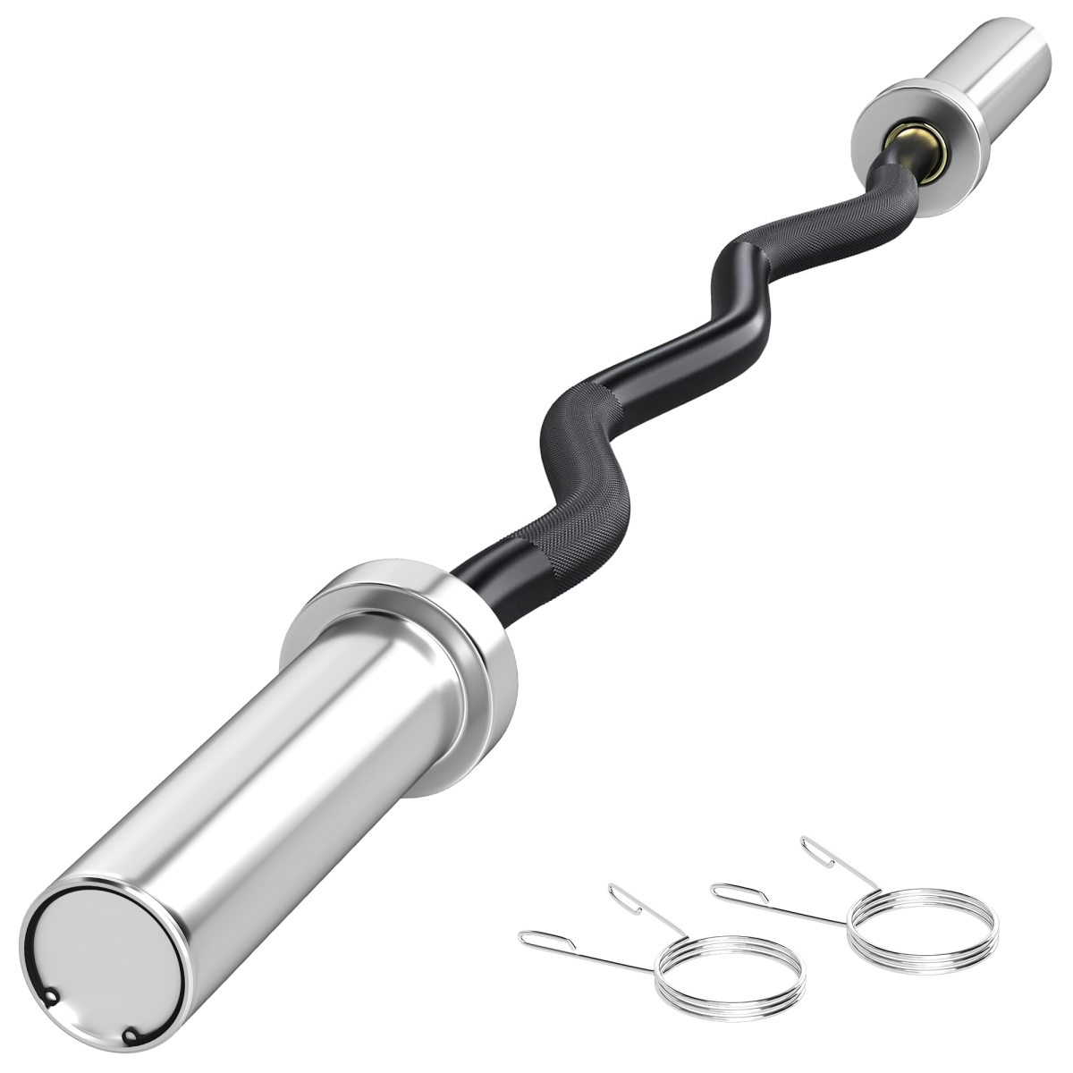 120cm EZ Curl Bar with Spring Clips for 5cm Weight Plates, 8kg