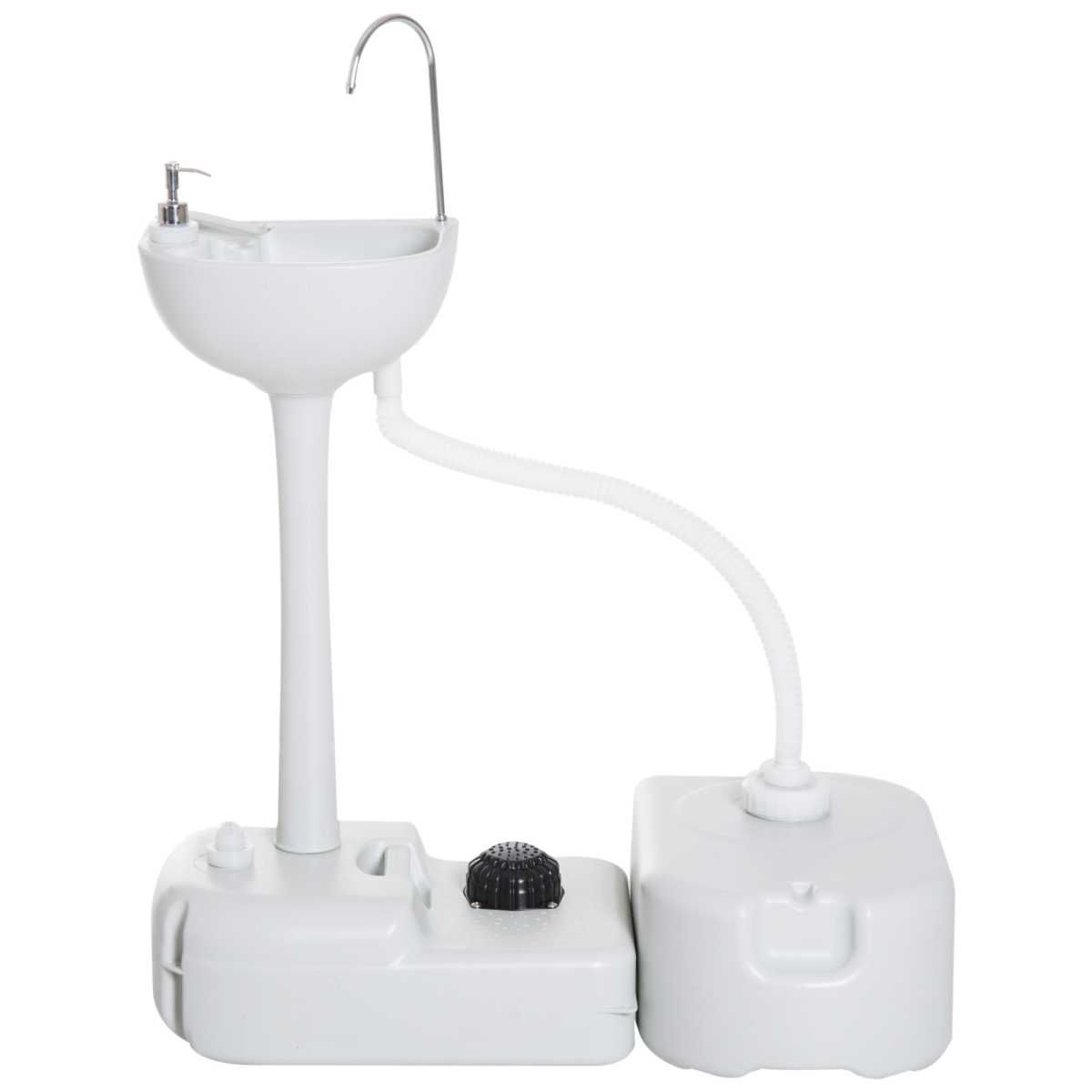 24L Portable Hand Wash Sink with Foot Pump, Water Tank, Drainage Hose and Rolling Wheels