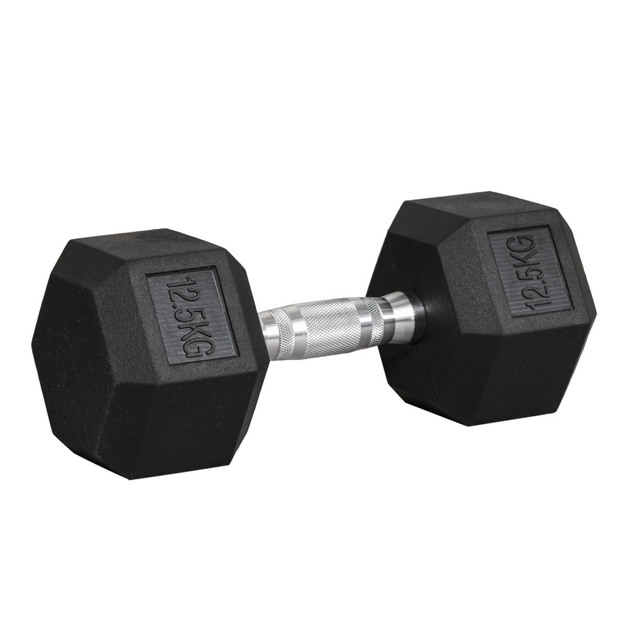 12.5KG Single Rubber Hex Dumbbell