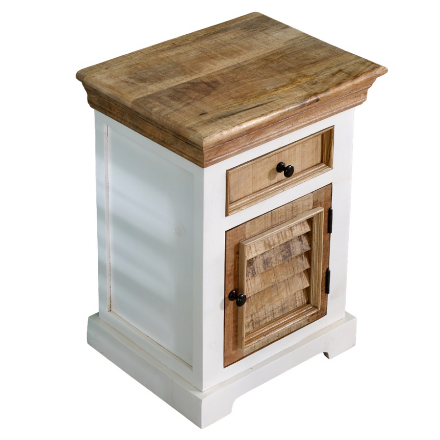 Alfie Solid Mango Wood Bedside Cabinet with 1 Drawer and 1 Door