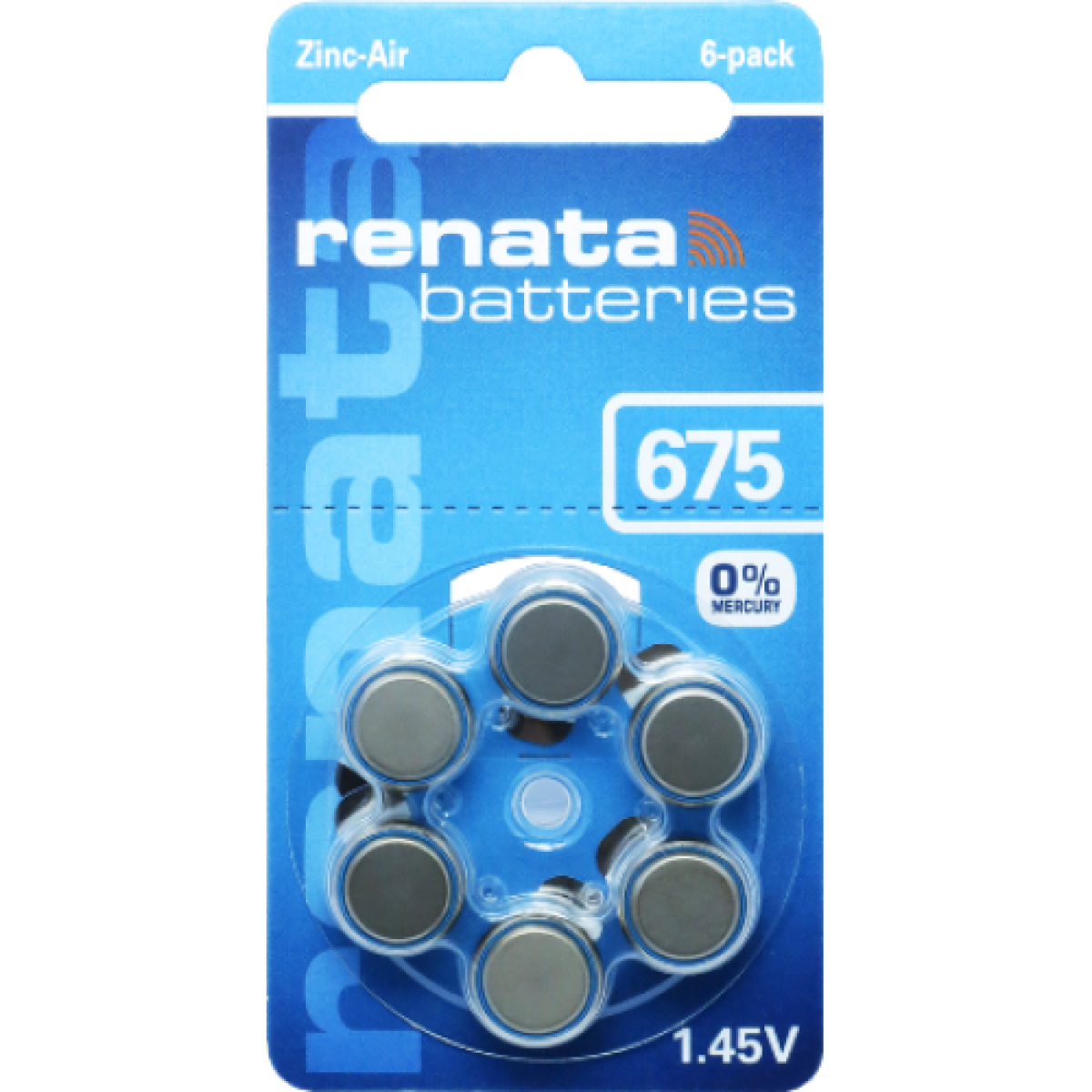 675 ZA Renata Hearing Aid Batteries Pack of 6