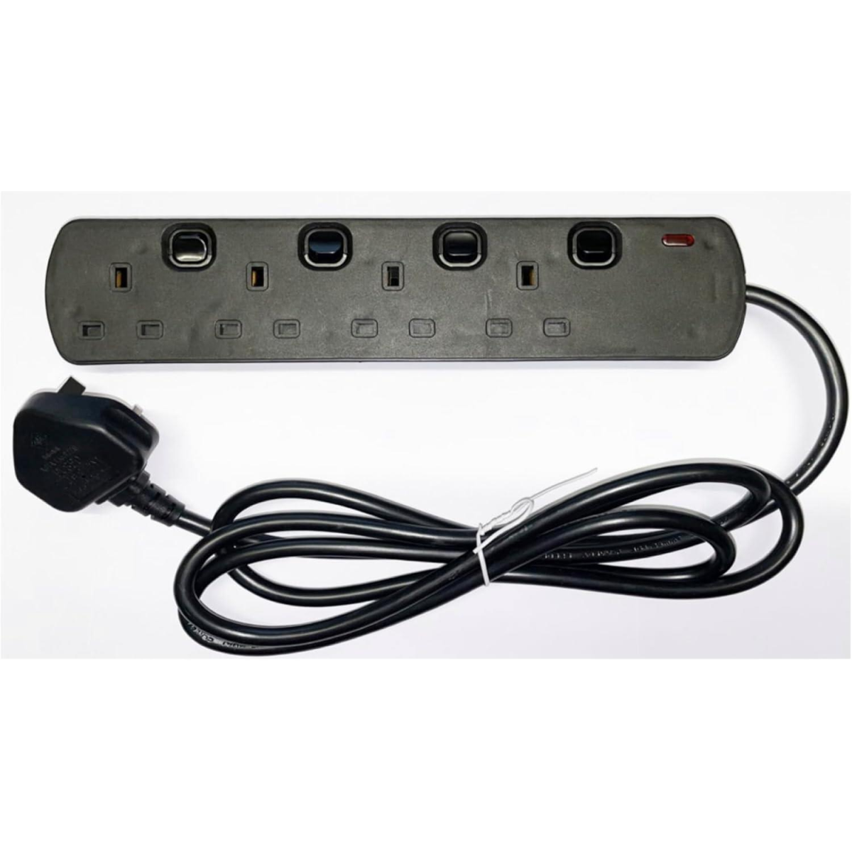 PowerPlus 4 way 2m Switched Extension Lead with Surge Protection Black