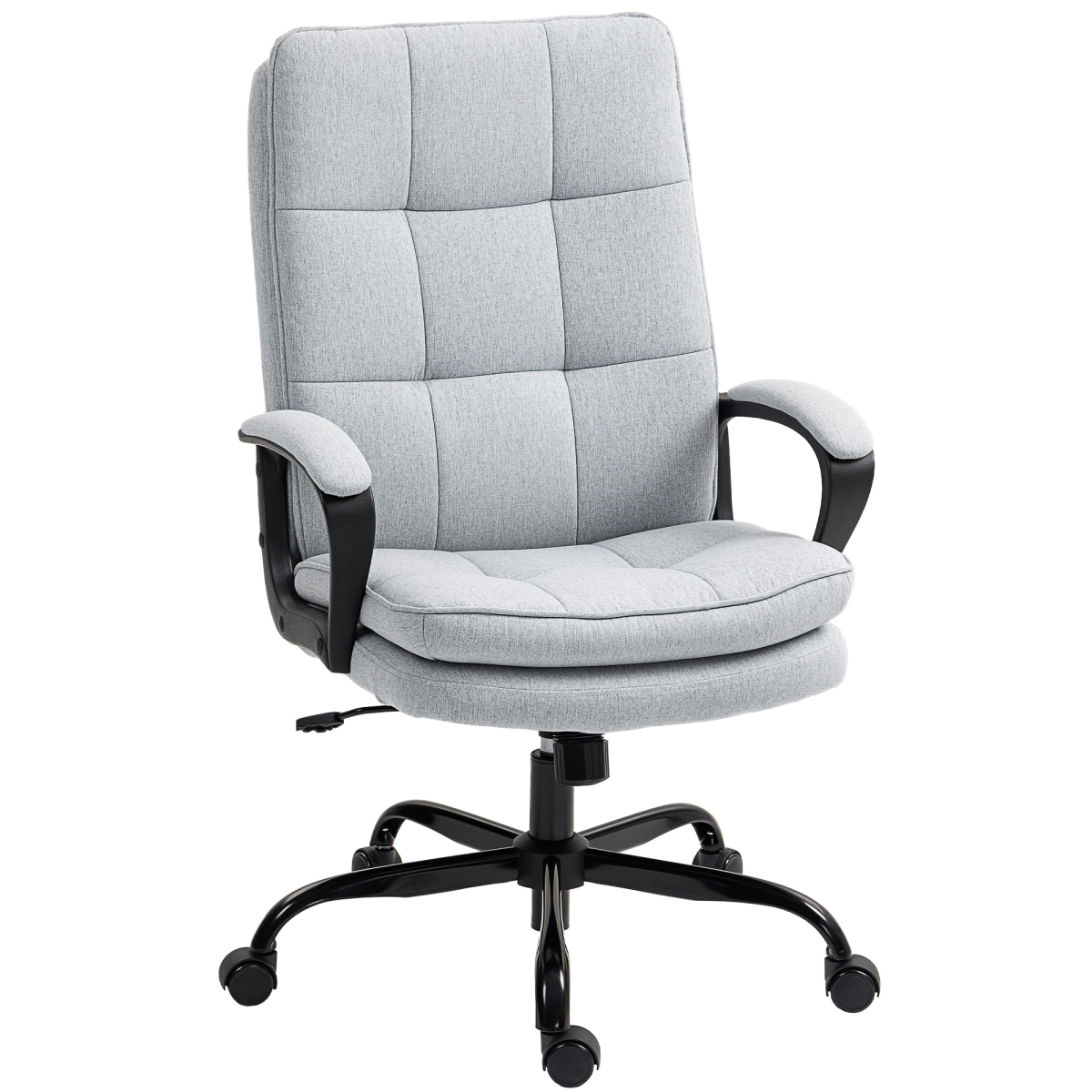 HOMCOM Fabric Office Chair, Computer Desk Chair, Light Grey