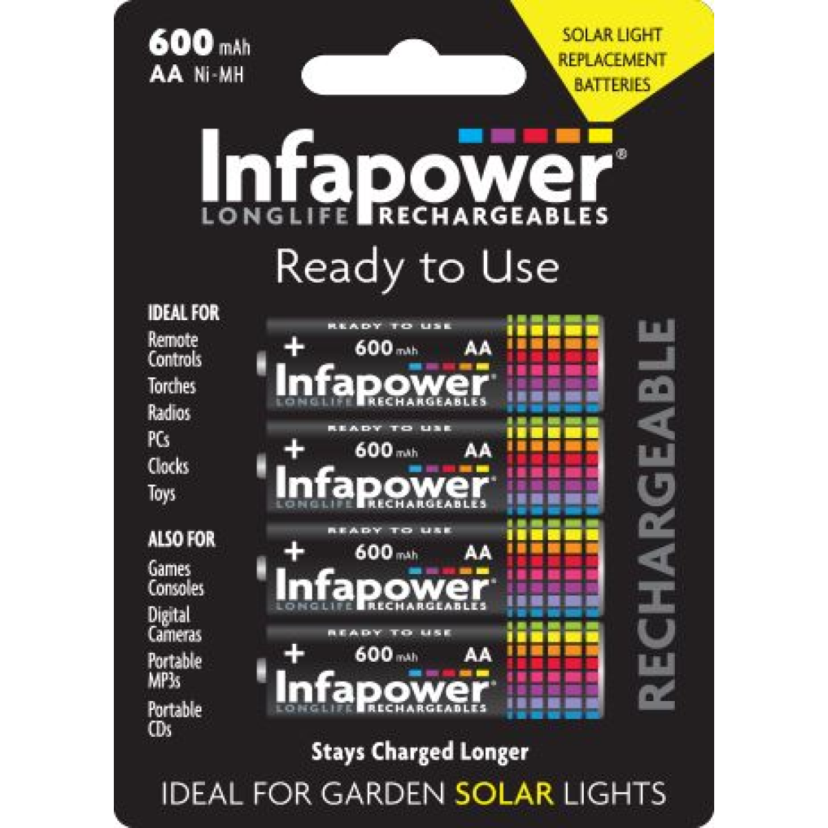 Infapower Rechargeable Batteries AA 600mAh (4pcs) Ni-MH