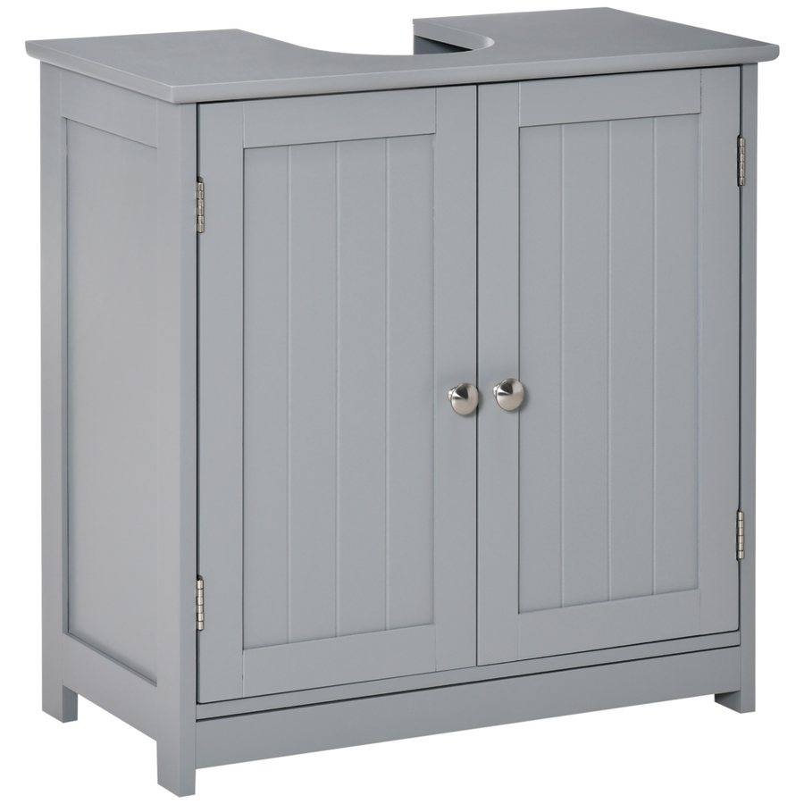 Kleankin 60 x 60cm Under-Sink Storage Cabinet, Adjustable Shelf, Grey