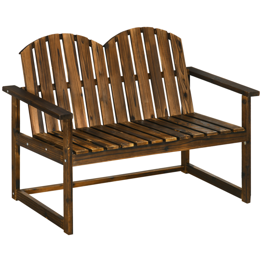 Outdoor Wooden Bench for Two People, Patio Loveseat Chair