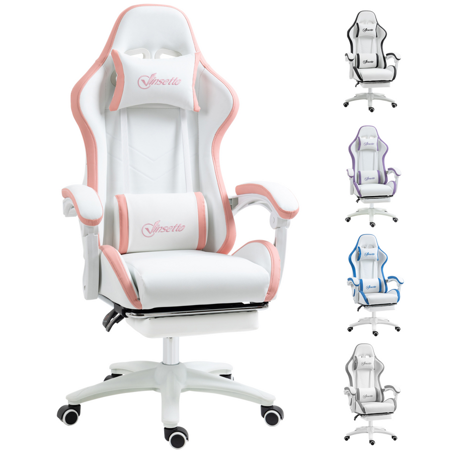 Vinsetto Racing Style Gaming Chair with Reclining Function Footrest, Pink