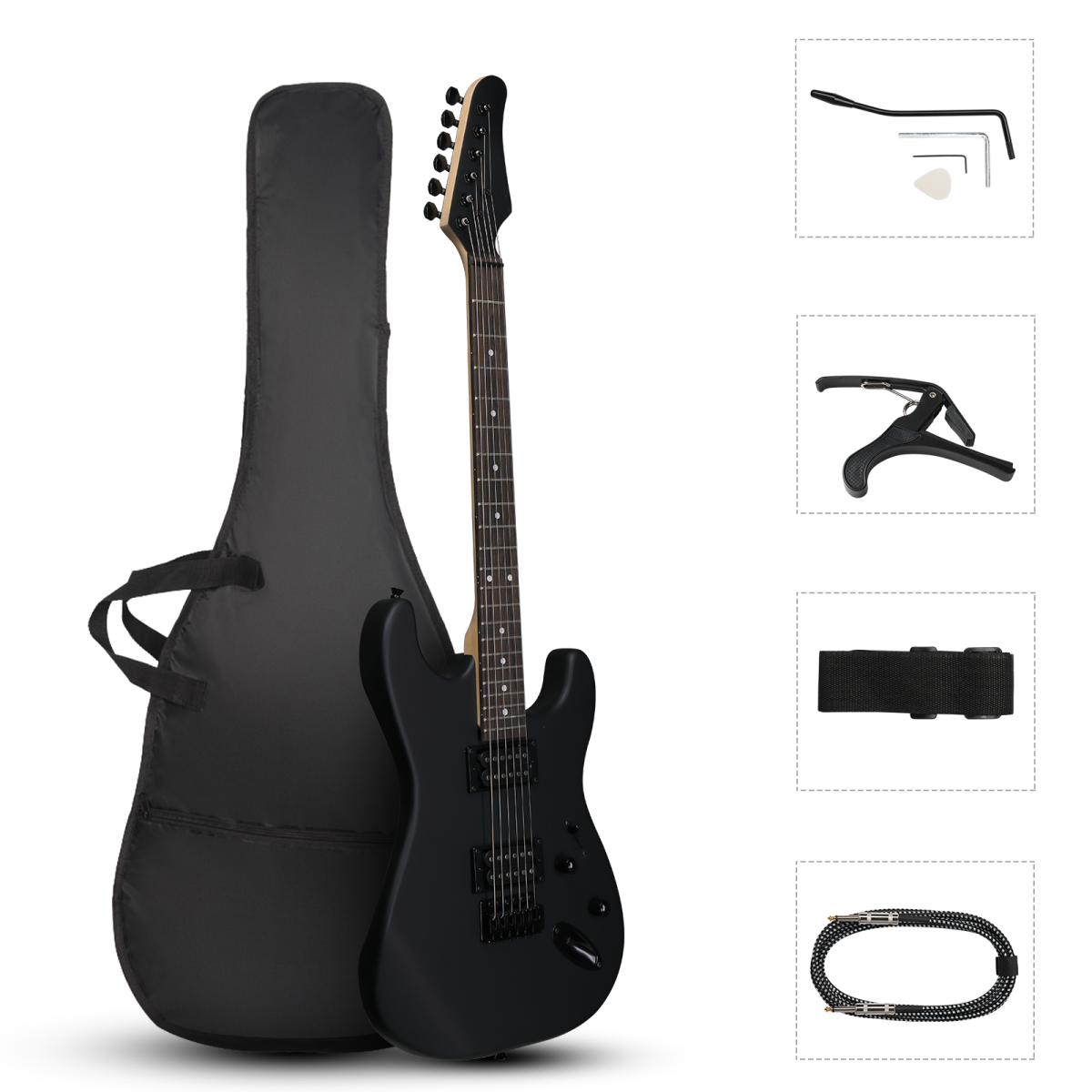 GST 39in Electric Guitar H-H Pickups Black
