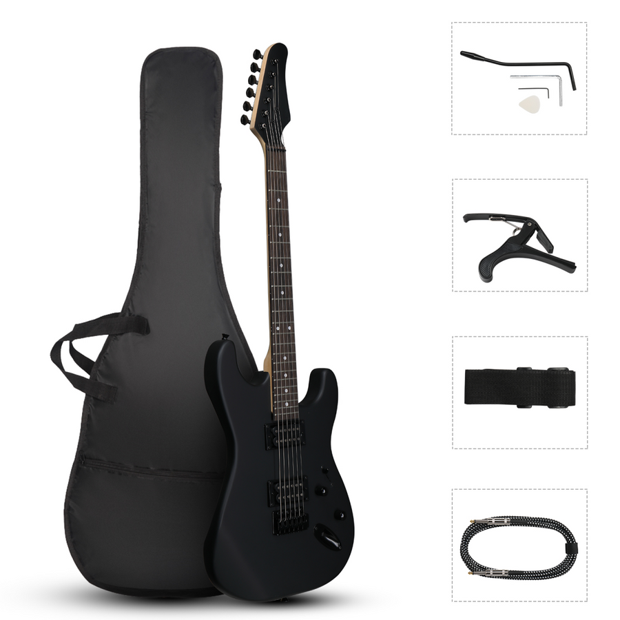GST 39in Electric Guitar H-H Pickups Black