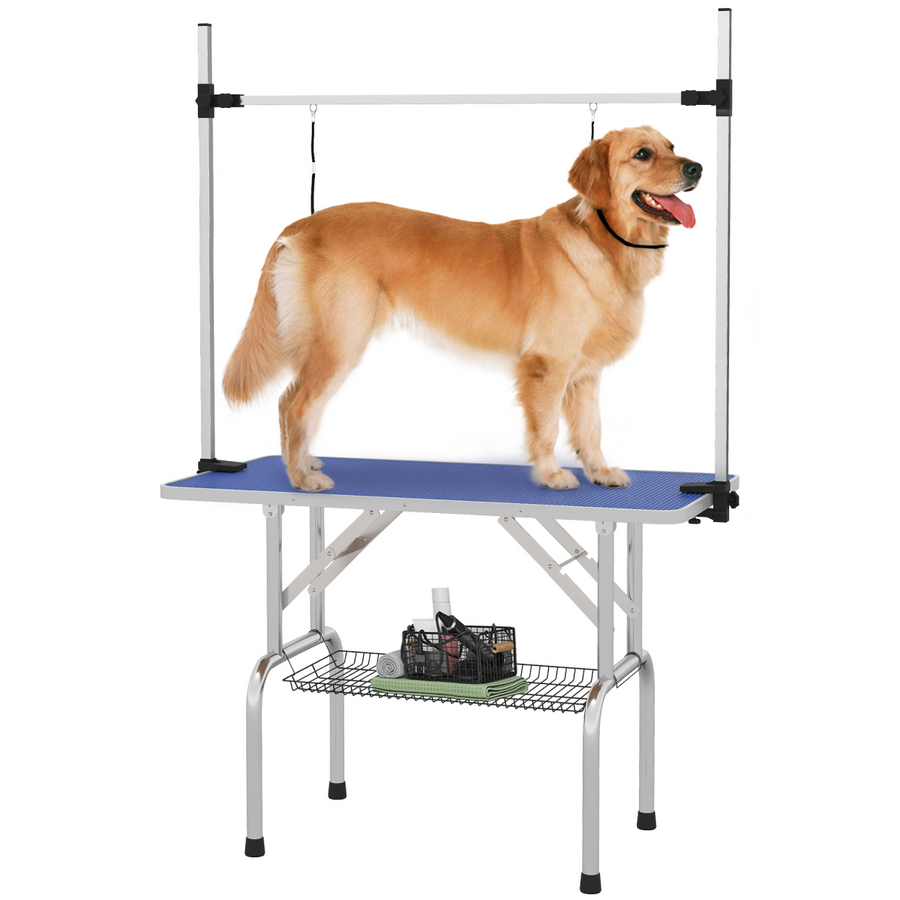 Metal Adjustable Dog Grooming Table with Rubber Top