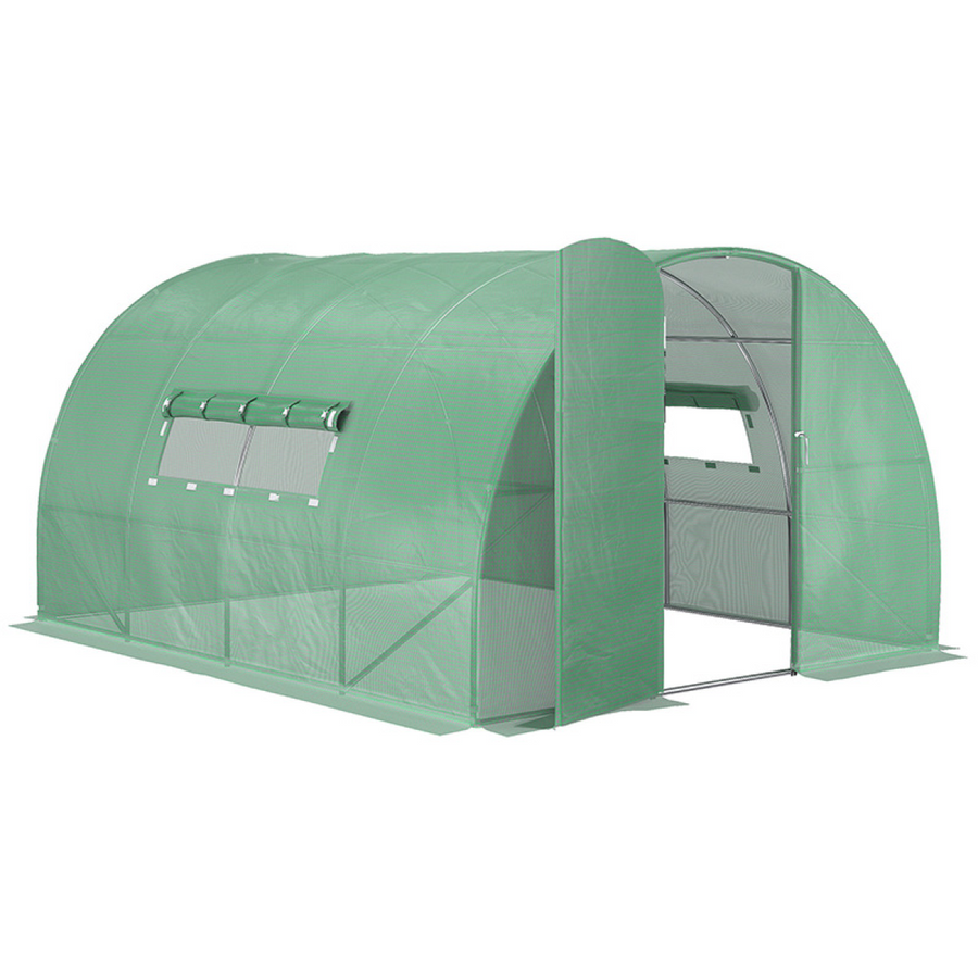 4 x 3M Walk-in Garden Polytunnel Greenhouse Galvanised Steel W/ Door
