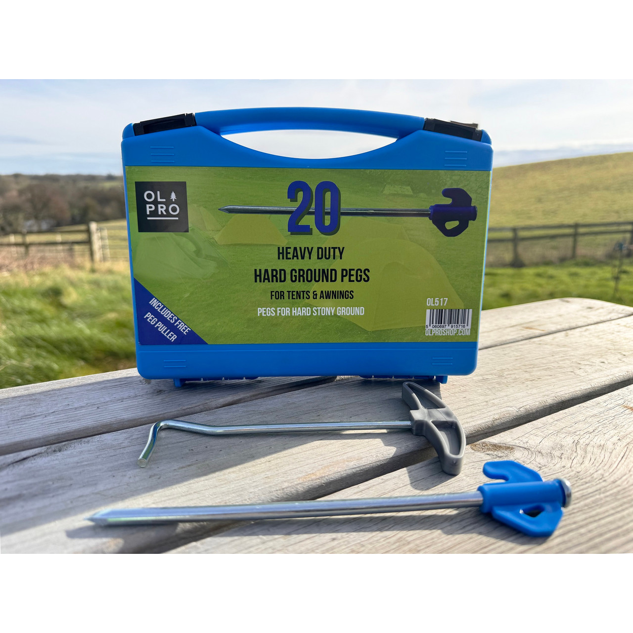 Case of 20 Hard Ground Pegs and Peg Puller