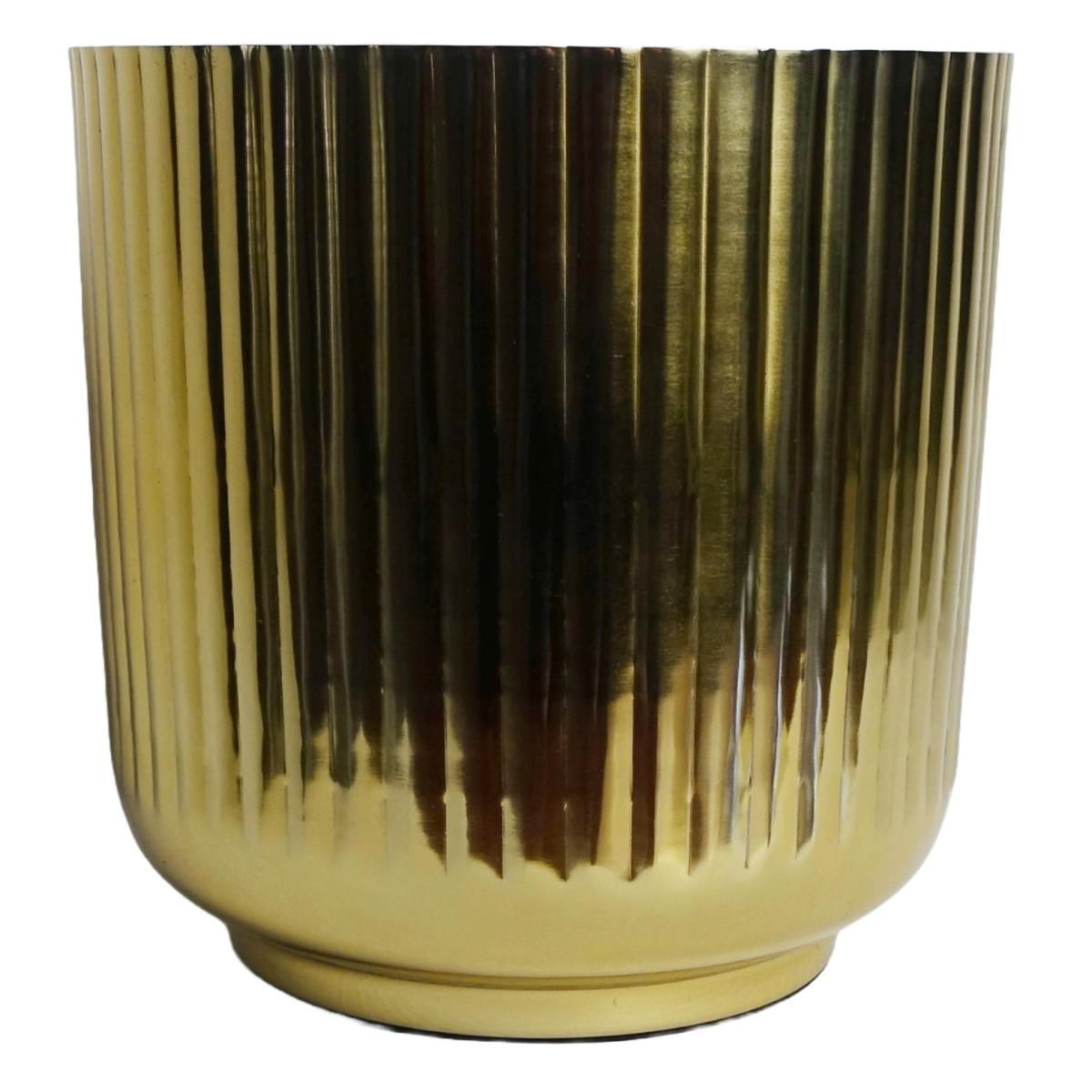 20cm Gold Fluted Metal Planter