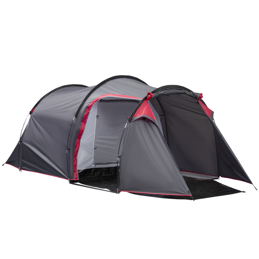3 Man Camping Tent with 2 Rooms, Porch, Vents and Rainfly