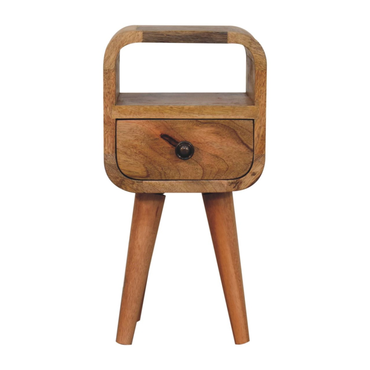 Artisan Furniture Extra Mini Oakish Curve Open Slot Bedside, 1 Drawer, Brown