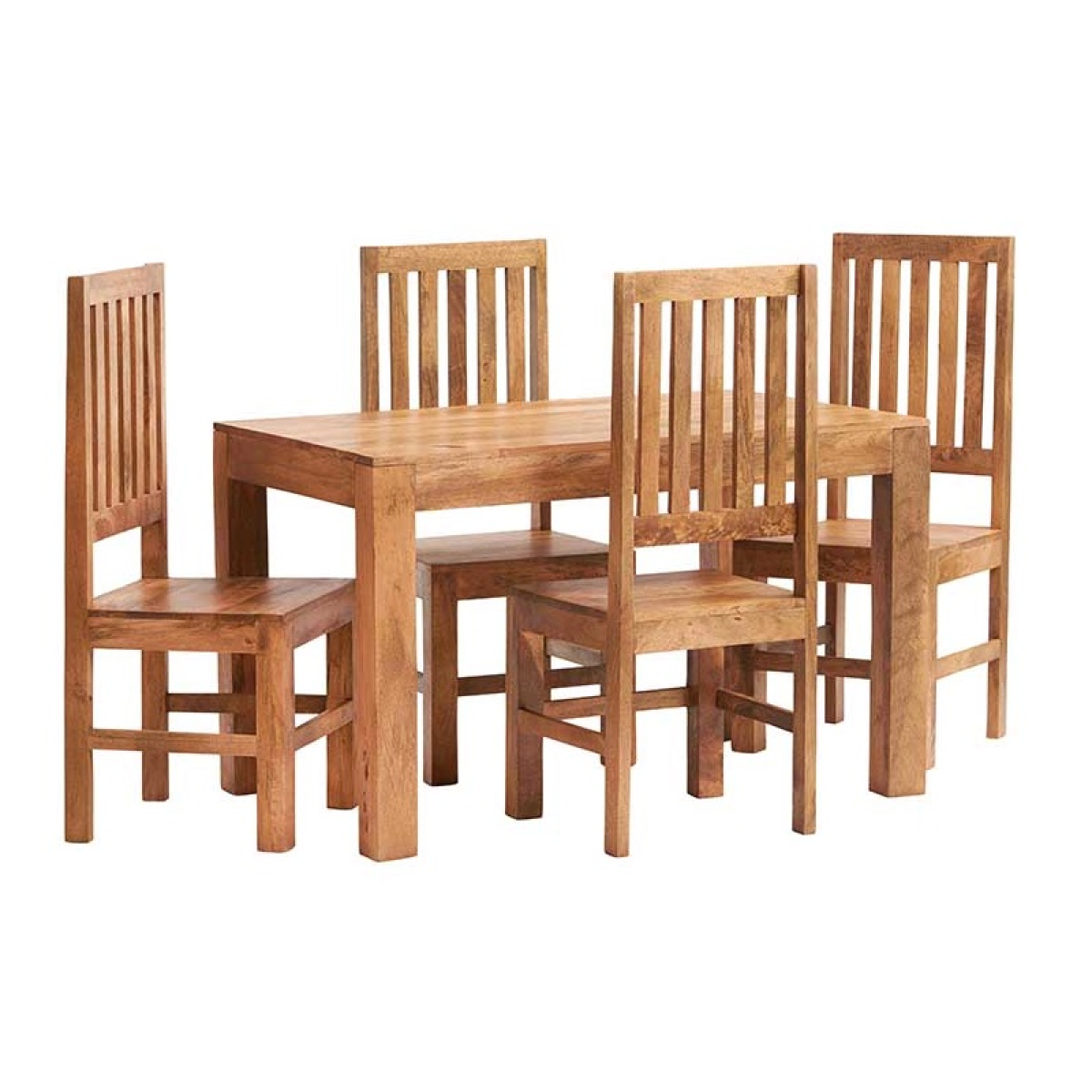 Toko Light Mango 4Ft Dining Set With Wooden Chairs