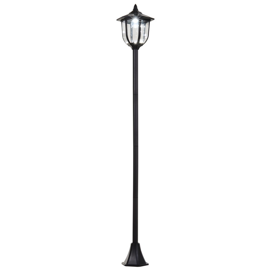 1.77m Tall Free-Standing ABS Garden Solar LED Lamp Post Black