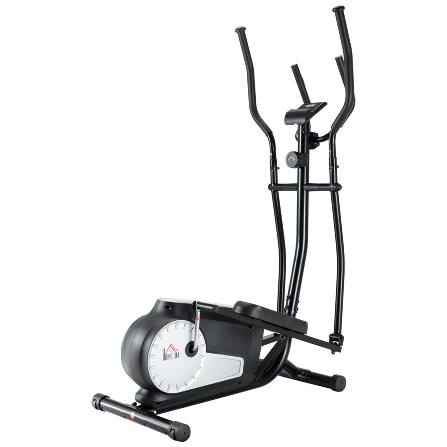 HOMCOM Elliptical Cross Trainer with Adjustable Resistance, LCD Monitor and Wheels