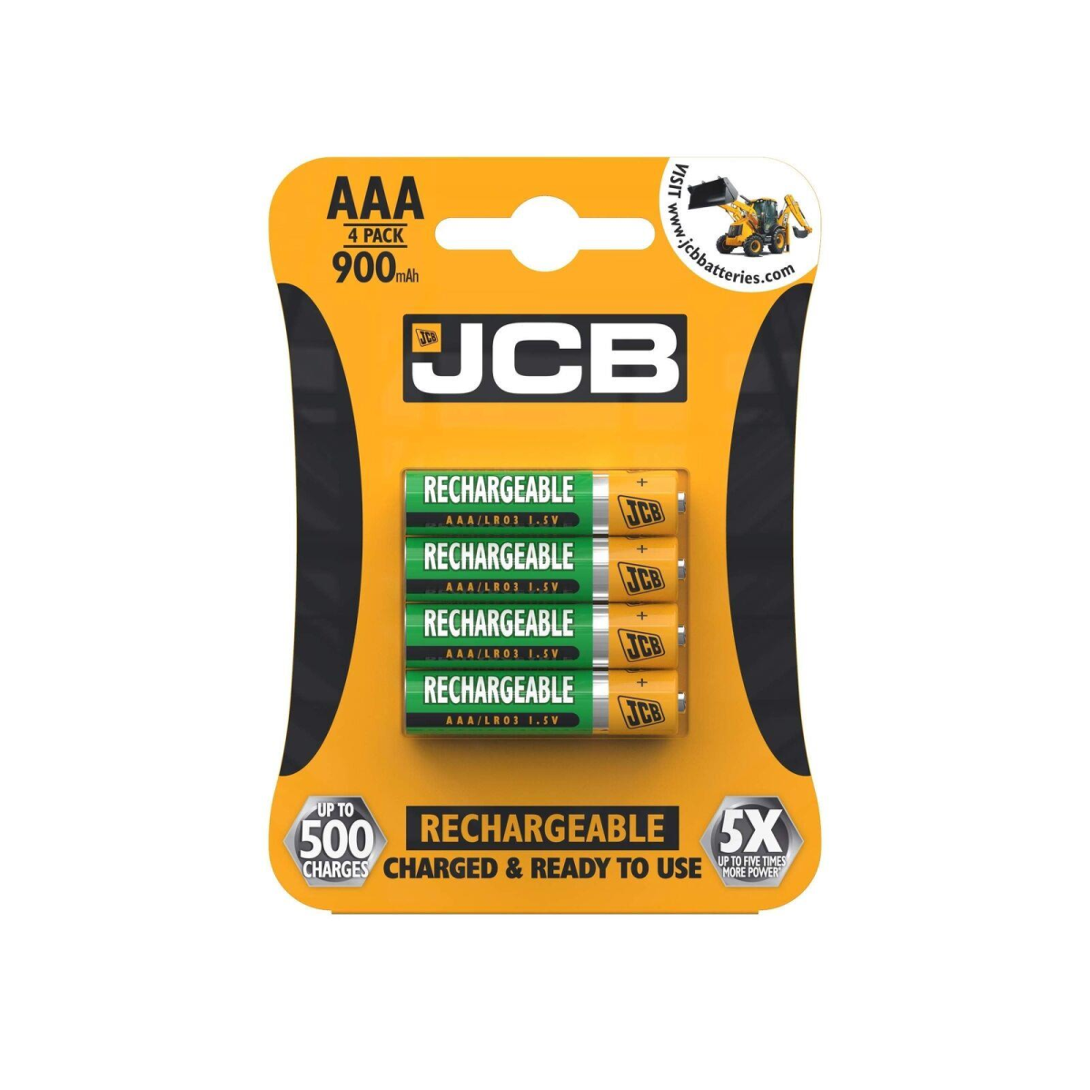 JCB AAA 900mAh Rechargeable Battery Pack of 4