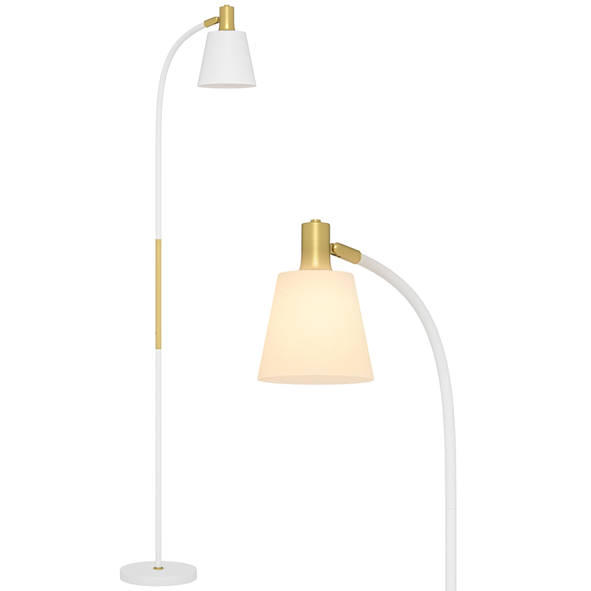 HOMCOM Spotlight Reading Standing Lamp, Adjustable Height, White