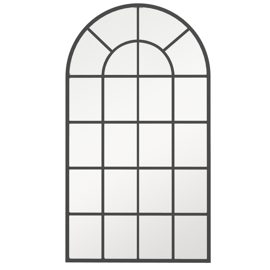 HOMCOM Modern Arch Window Wall Mirror, 110x62cm, Black