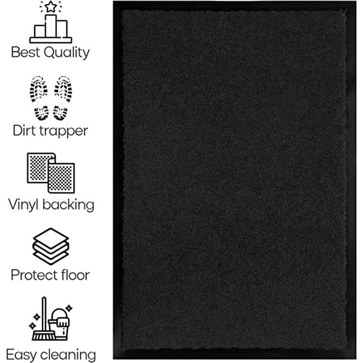 ARRAN 120 x 180 cm Black Barrier Mat