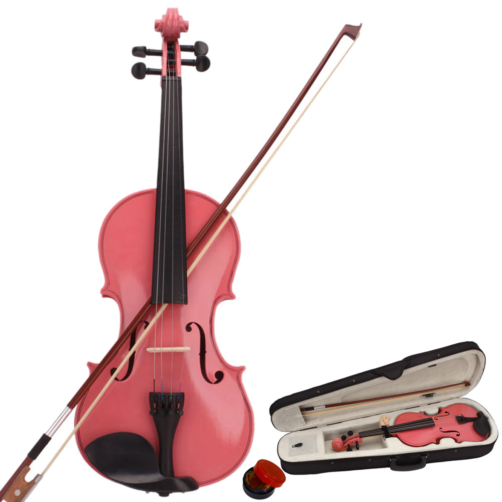 1/2 Acoustic Violin Set with Case, Bow and Rosin, Pink