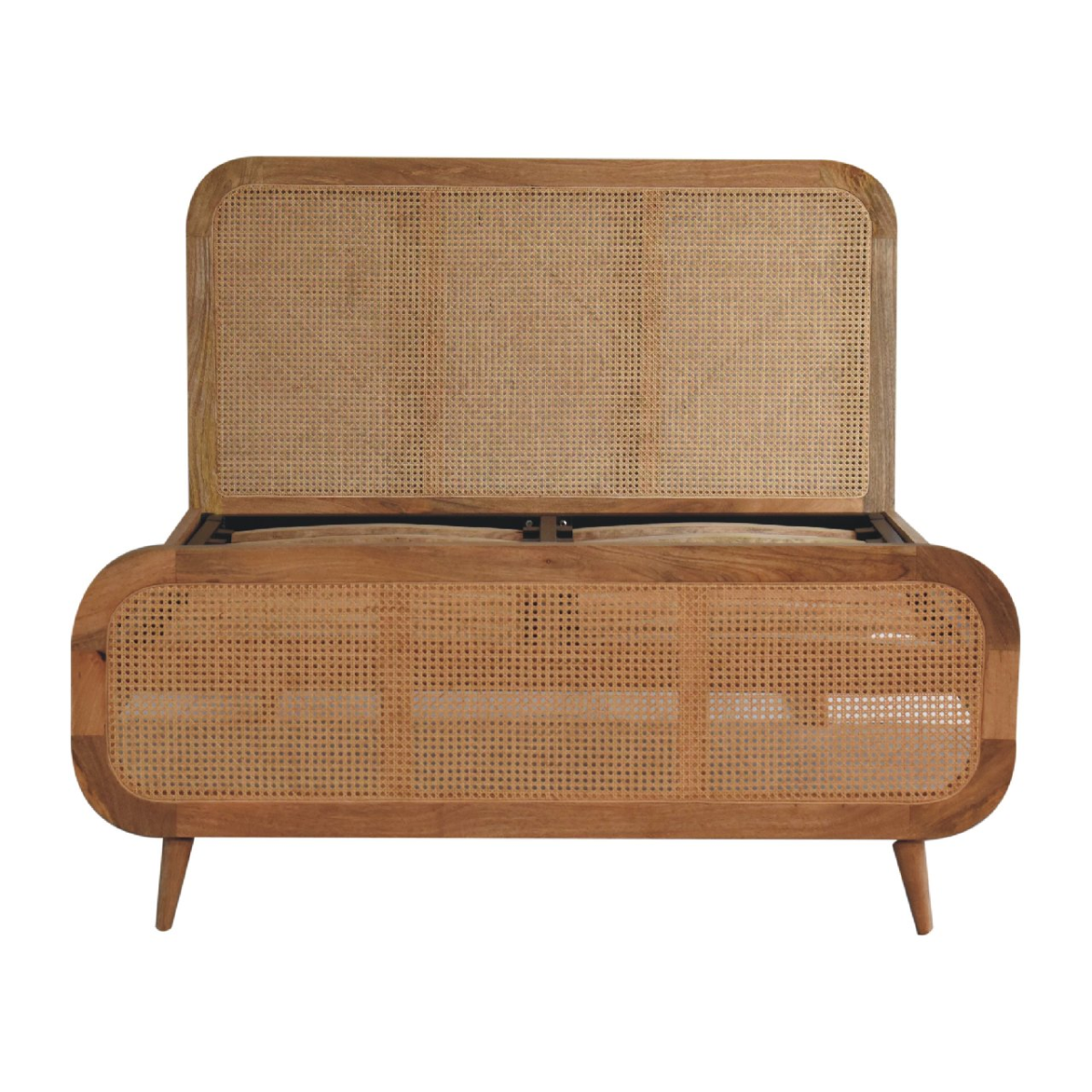 Artisan Furniture Solid Wood Rattan Bed, Upholstered, Brown