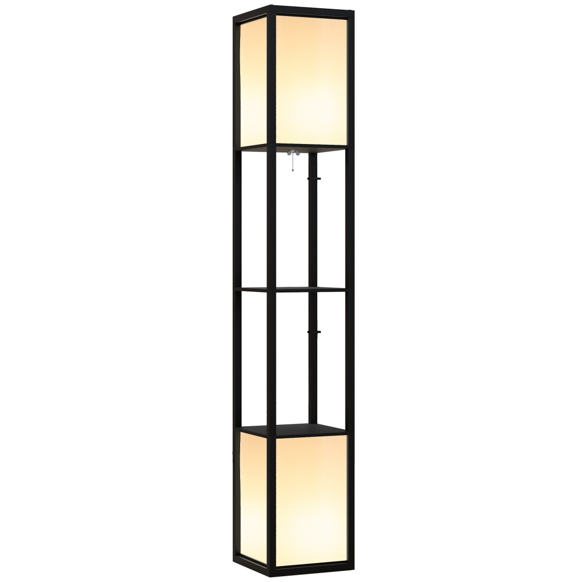 HOMCOM Shelf Floor Lamp with Dual Light, Black