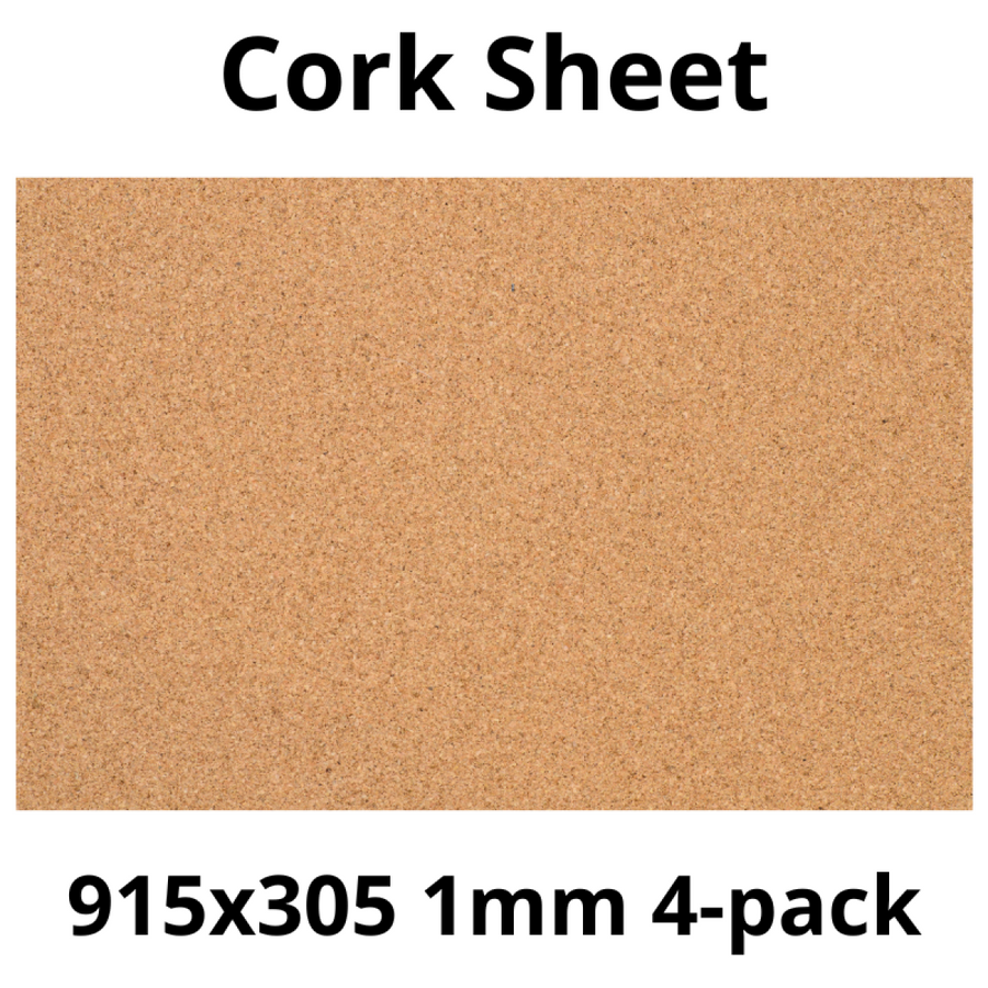 Cork Sheets (Pack of 4) 915x305mm, 1mm—DIY Décor, Craft & Fix Stuff