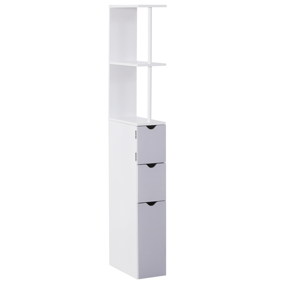 HOMCOM Bathroom Storage Cupboard Thin Cabinet Unit Shelf White with Drawers