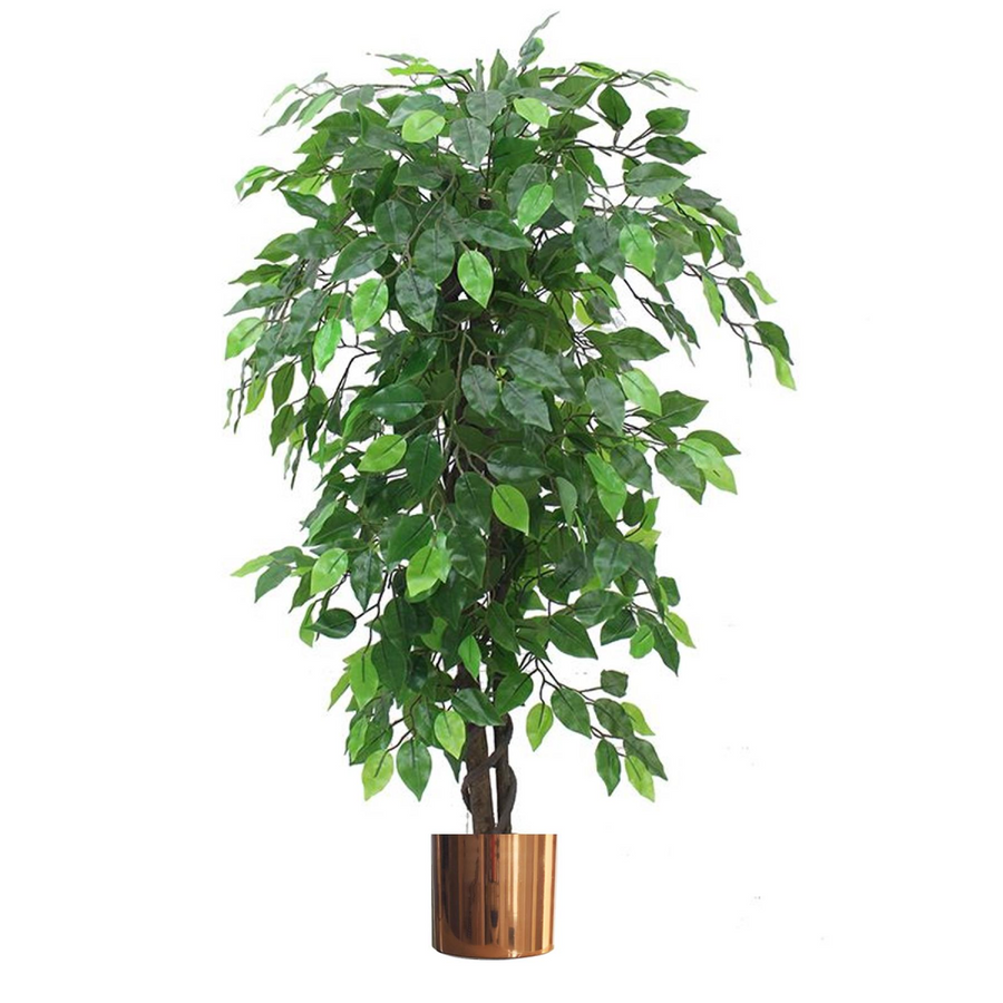 120cm Artificial Ficus Tree / Plant with Copper Metal Planter