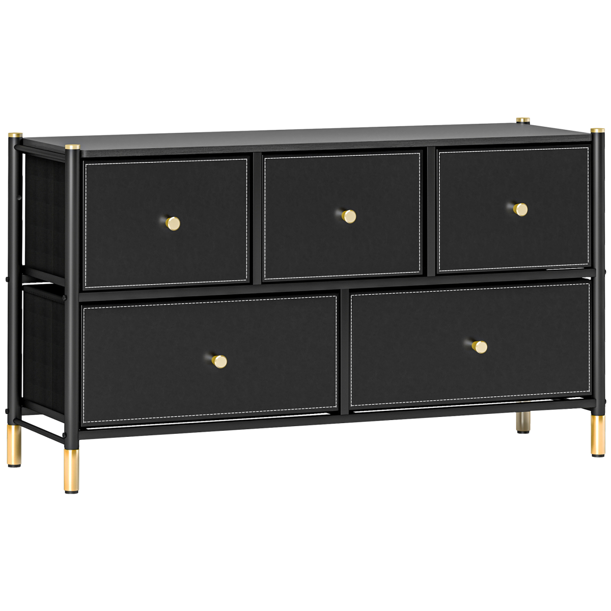 HOMCOM Fabric Chest of Drawers with PU Leather Surface