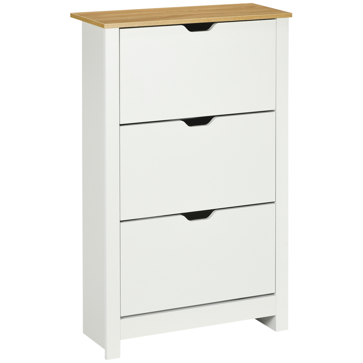 HOMCOM 18-Shoe Storage Cabinet, 6 Shelves, 3 Drawers, Tabletop, 4 Legs, White