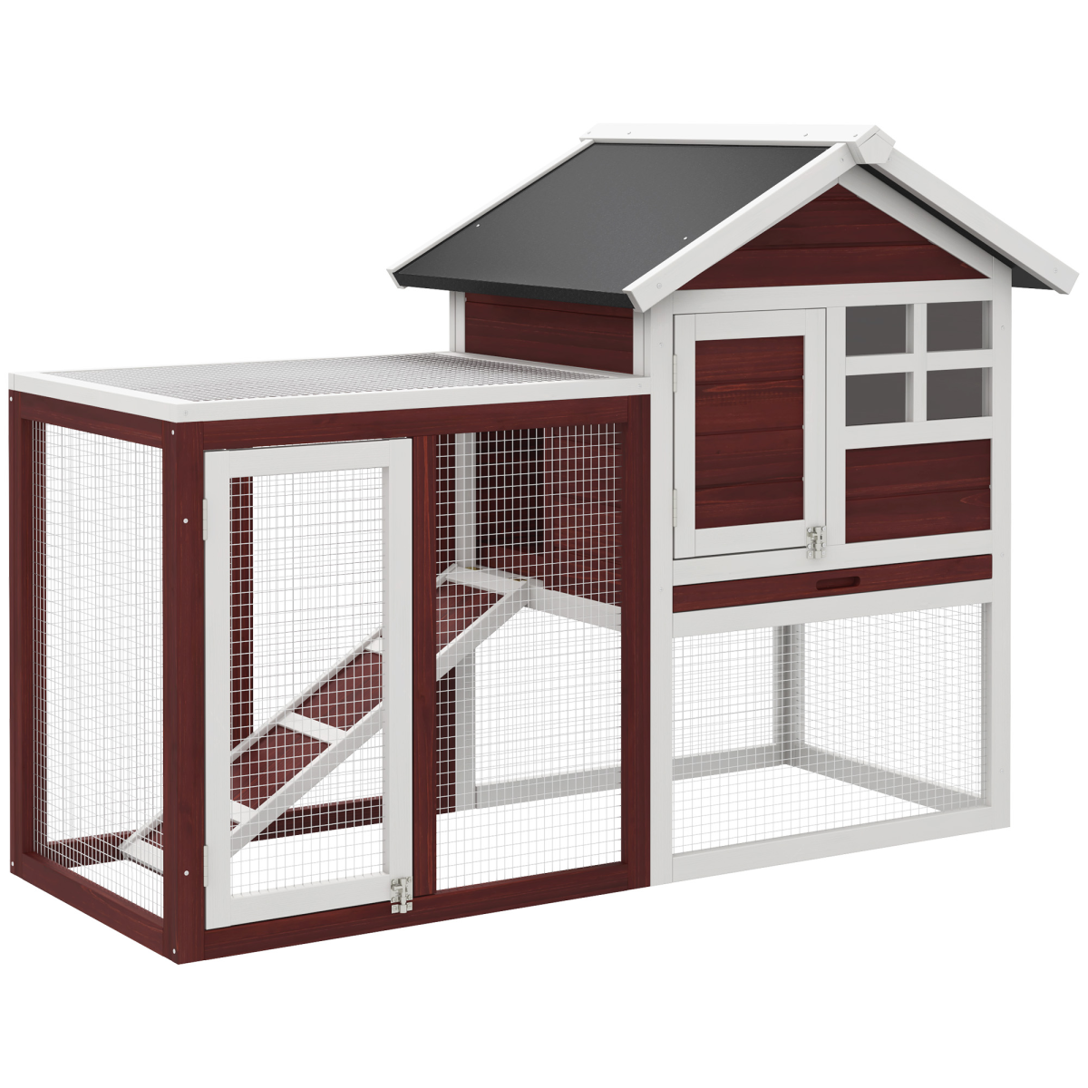 122cm Rabbit Hutch Cage Bunny House Wooden Habitat Pet Small Animal with Tray and Ramp