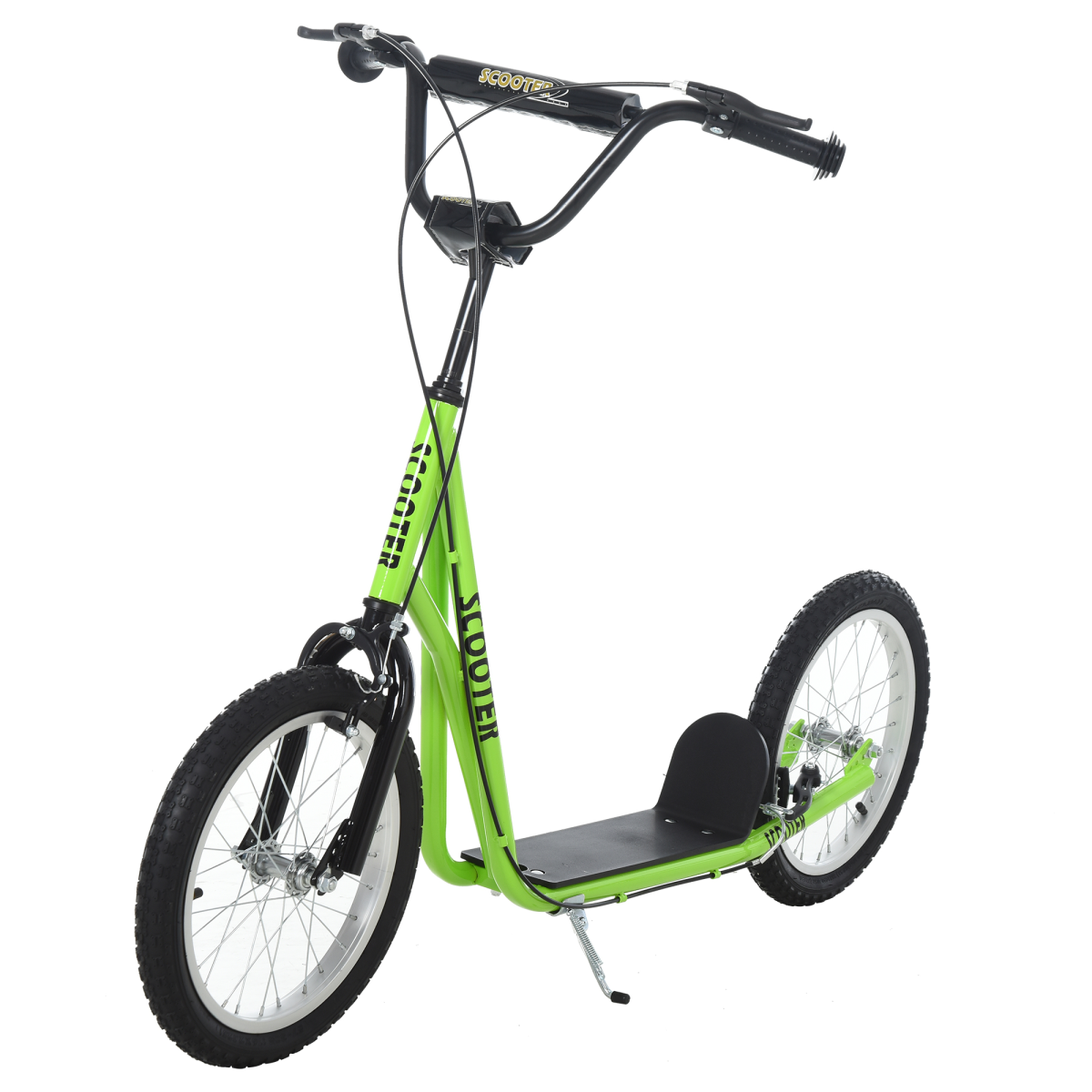 HOMCOM Kids Kick Scooter Adjustable Handlebar Inflatable Wheels Green