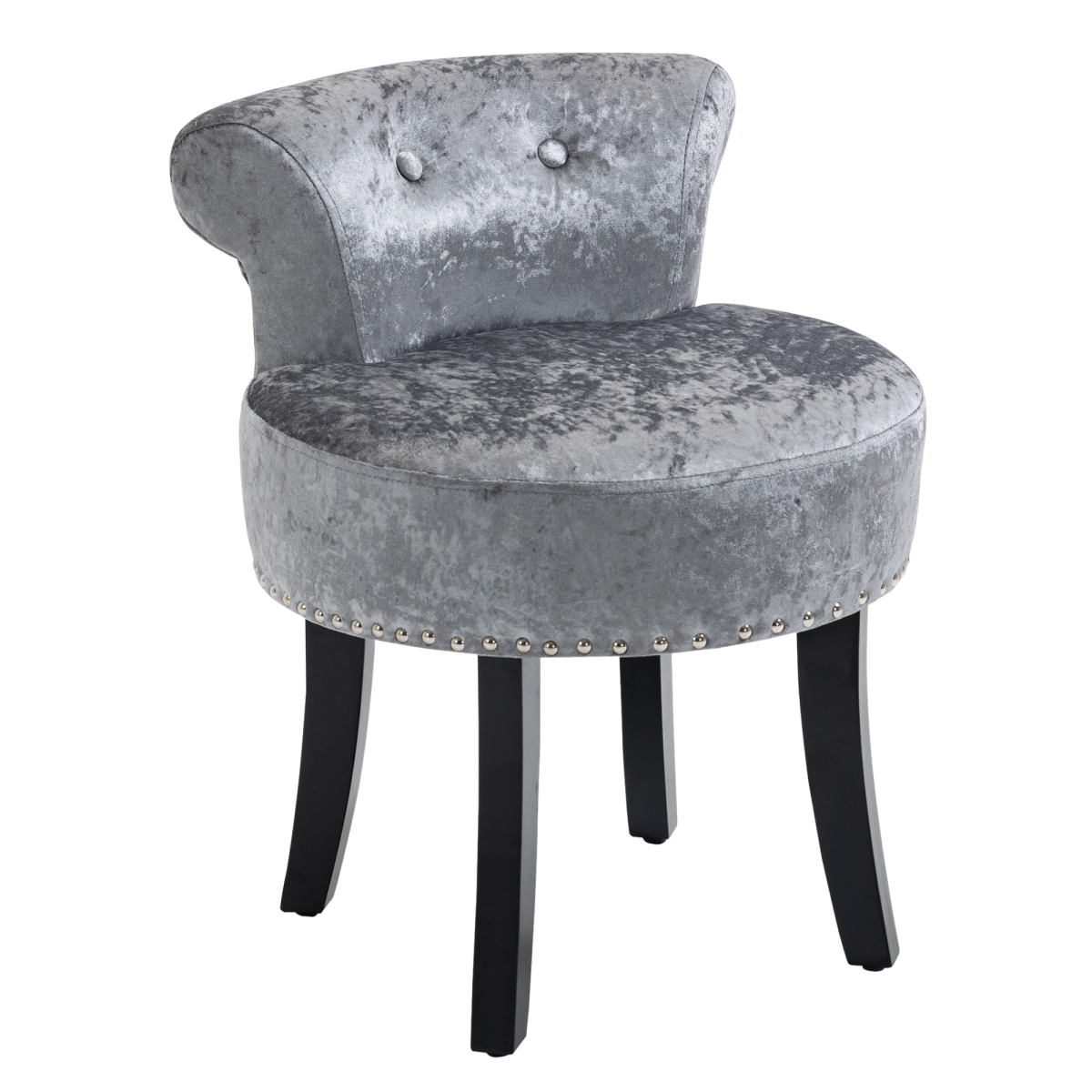 Dressing Table Stool Vanity Seat with Rubber Wood Legs - Grey
