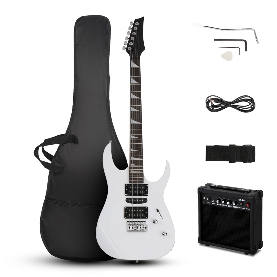 170 Model 20W Electric Guitar with Humbucker-Single-Humbucker Pickups, 24 Frets, Right-Handed, White