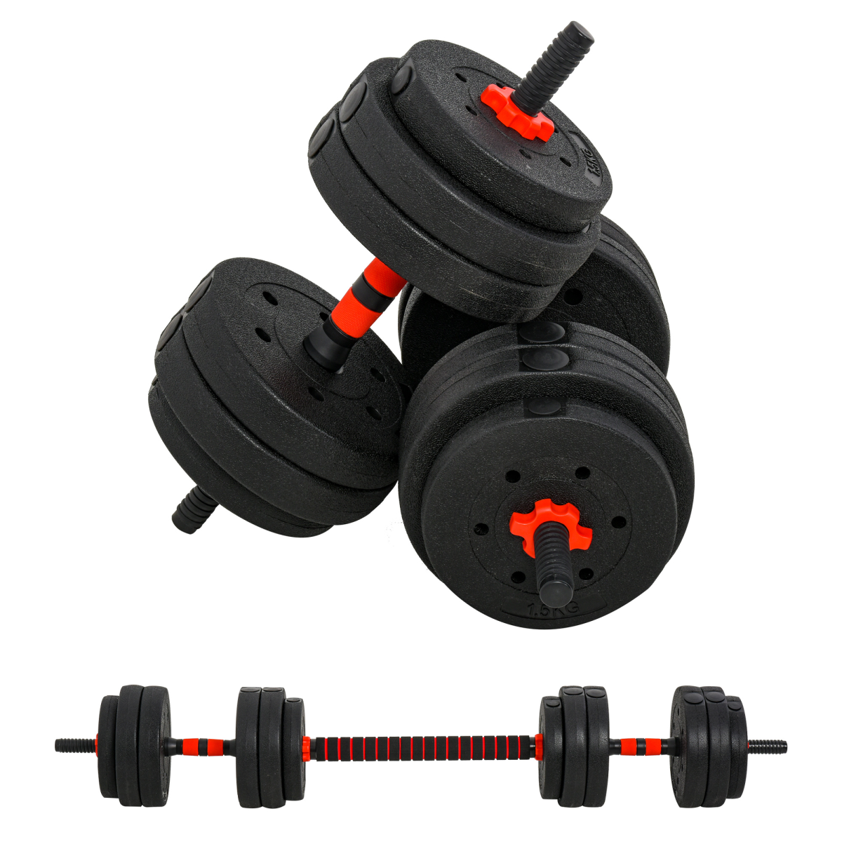 25kg Adjustable 2-in-1 Barbell Dumbbells Weight Set for Body Fitness