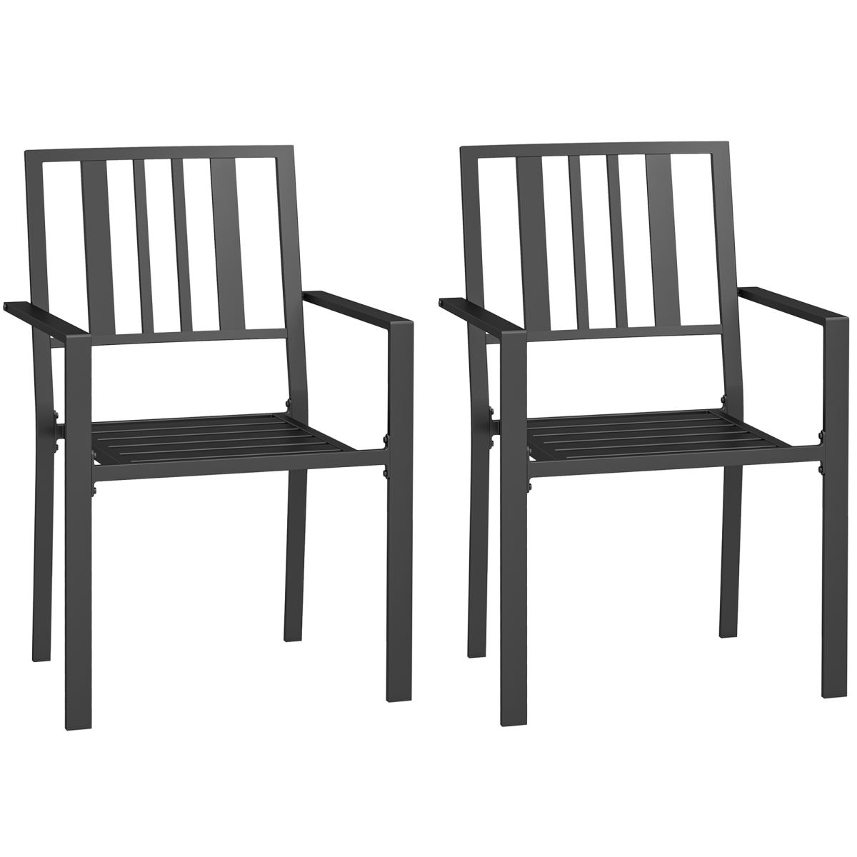 Outsunny 2-Piece Stackable Outdoor Garden Chairs, Black