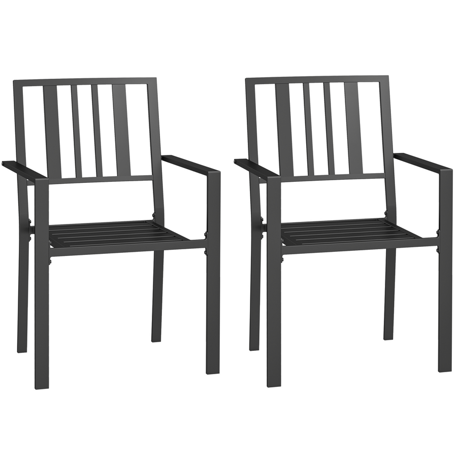 Outsunny 2-Piece Stackable Outdoor Garden Chairs, Black