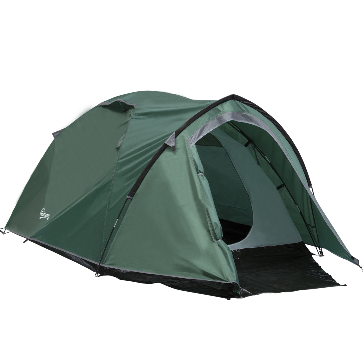 Compact Camping Tent with Vestibule & Mesh Vents for Hiking, Green