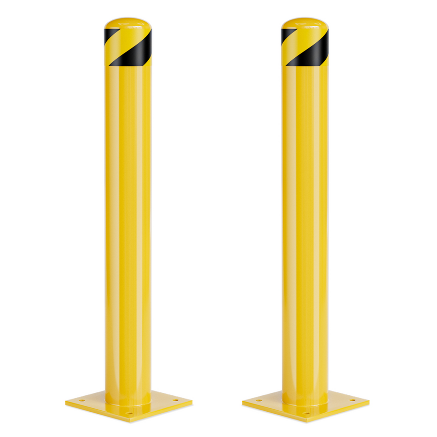 Parking Bollard Post, 36inch Bollards Steel, 4.5 Inch Diameter Bollard Covers, Yellow Powder Coated Safety Parking Barrier Post, for Traffic Sensitive Areas