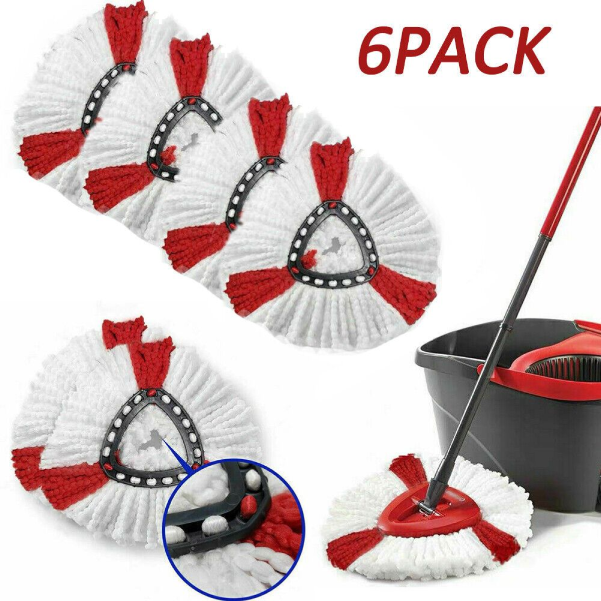 6PCS Microfibre Mop Refill Heads for Vileda Wring Mopping