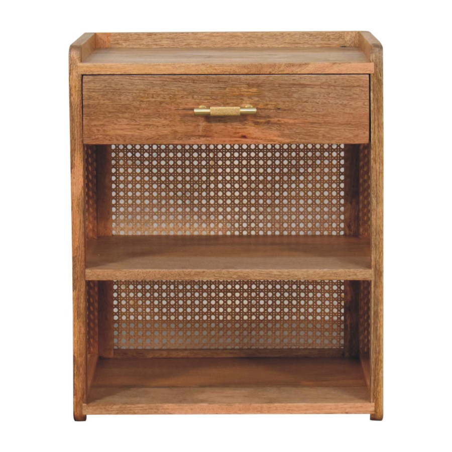 Artisan Furniture Larissa T-Bar Open Bedside, 1 Drawer & 2 Shelves, Beige