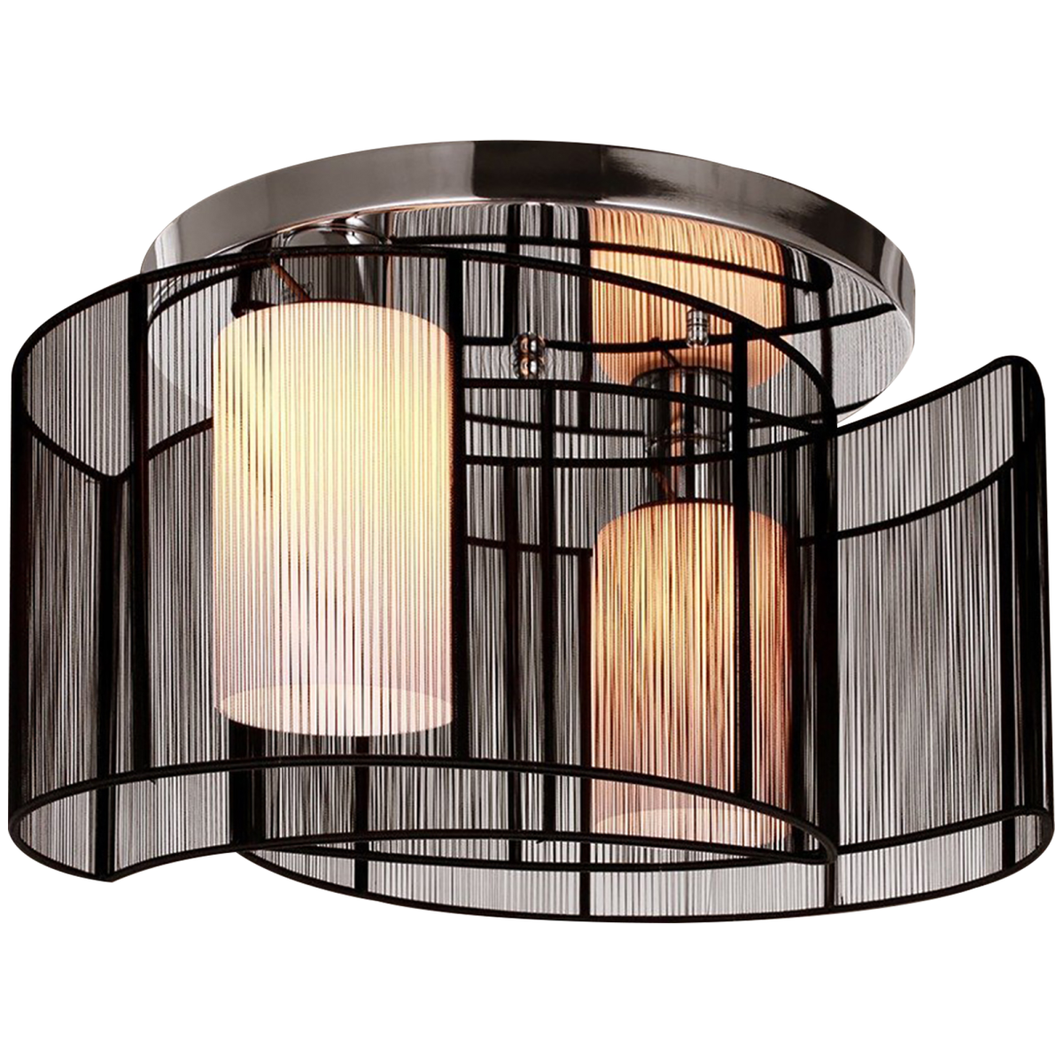 Chandelier, 40x25H cm, Chrome/Fabric-Black