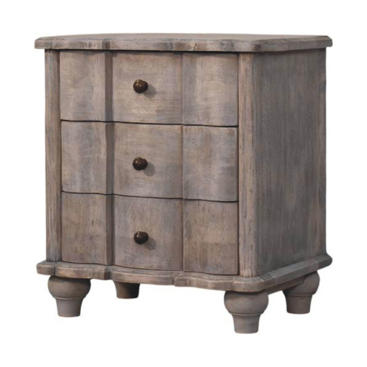 Artisan Furniture Beaumont Curved Nightstand, 3 Drawers, Grey