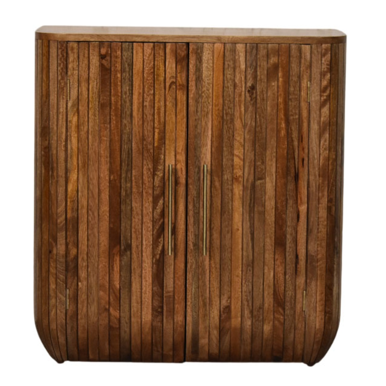 Artisan Furniture Solid Wood Fluted Curve Cabinet, 2 Doors, Brown