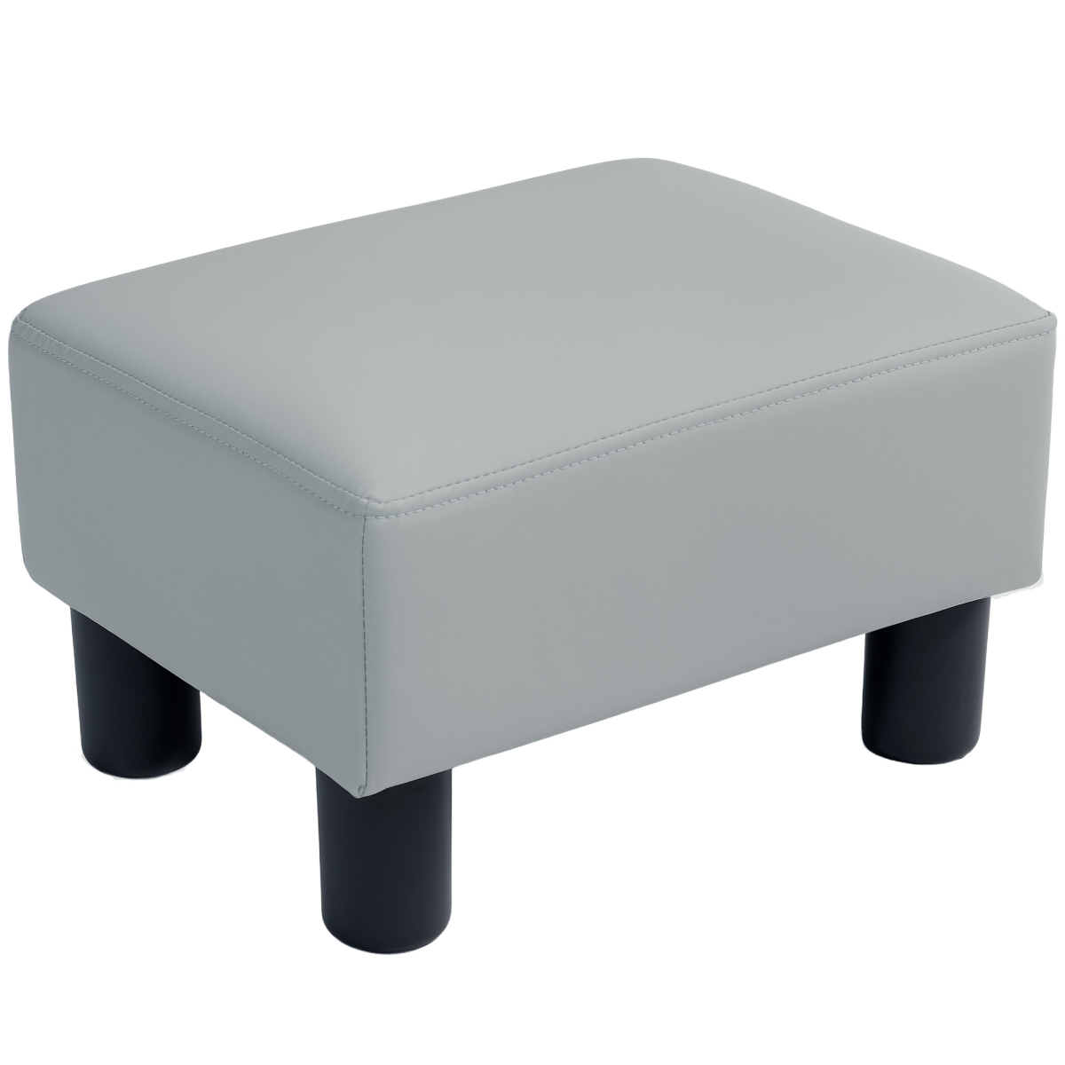 HOMCOM Faux Leather Footstool, Grey